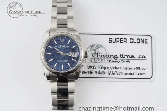 Steel Oyster DateJust 36 Textured Dial V2 on 904L JDF Blue VR3235 SS Bracelet 0228